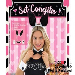 SET CONEJITA VINCHA MOO Y MUEQUERAS X 1